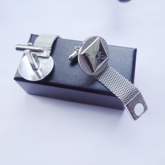 Vintage 1960's Mesh Wrap Around Cufflinks - Picture 2 of 2